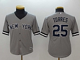 Youth Yankees 25 Gleyber Torres Gray Cool Base Stitched Baseball Jerseys,baseball caps,new era cap wholesale,wholesale hats
